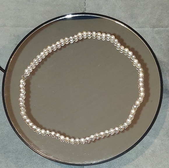 VINTAGE JAPANESE AKOYA SILVER PINK PEARL NECKLACE 18" 925 SILVER STRAND 7.5-8mm - Picture 3 of 12